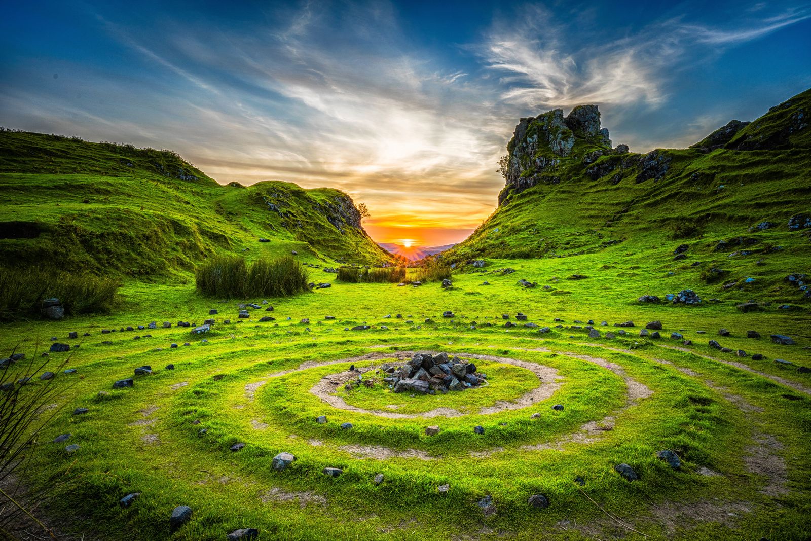 beautiful landscape with sky and sunset skye scotland